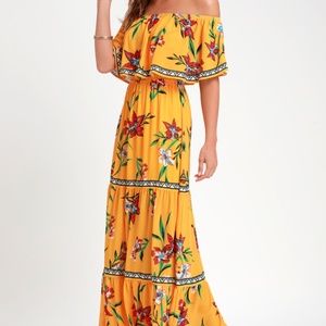 Cancun Cutie Yellow Floral Print Off-the-Shoulder